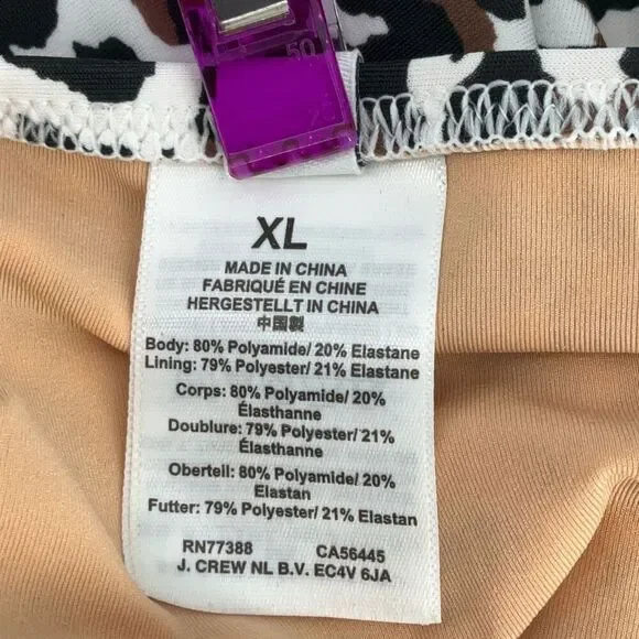 J. Crew Black White Animal Print Plunge One Piece Swimsuit Size XL - Picture 4 of 7